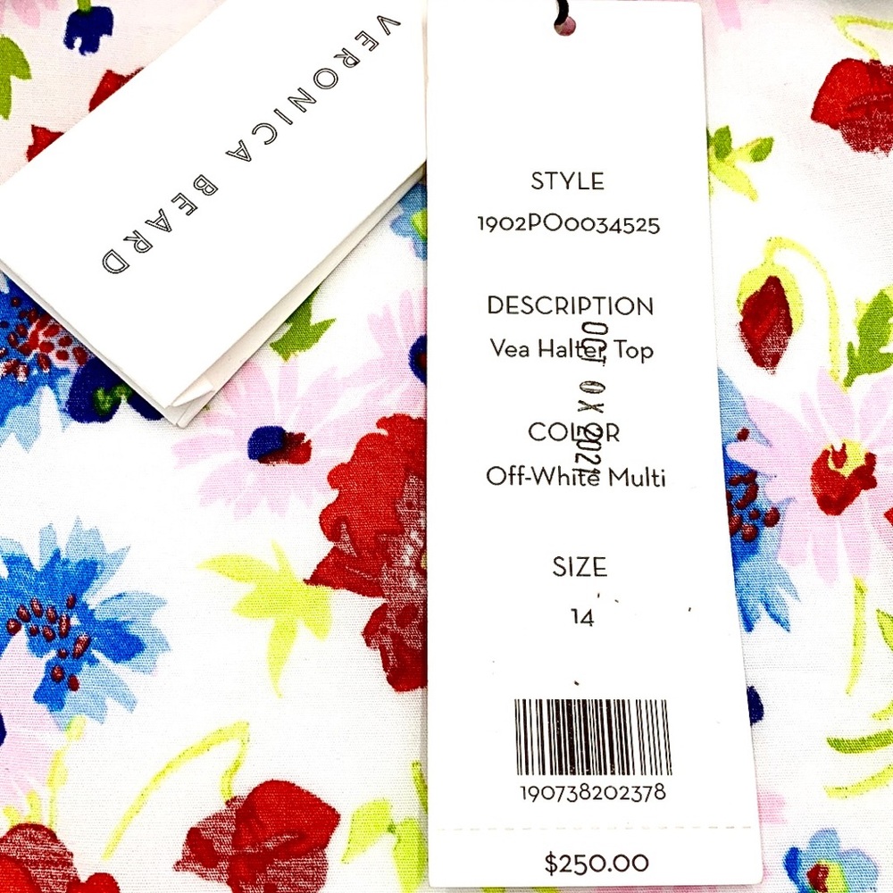 Veronica Beard Vea Tie Front Floral Halter Top Size 14 - Picture 9 of 15
